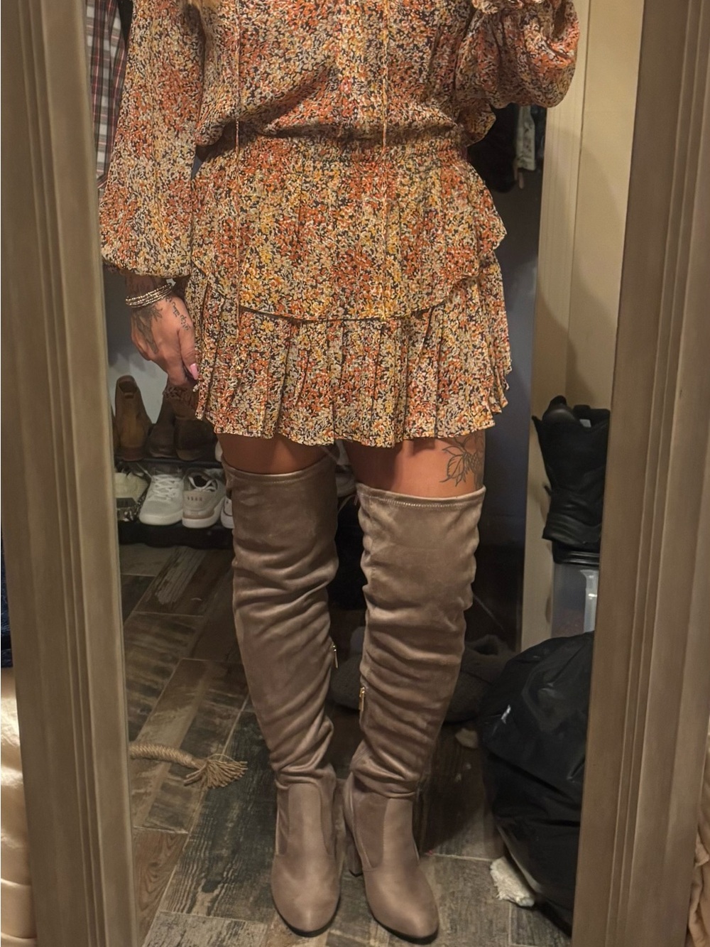 Over-the-Knee Suede Boots in Taupe